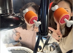 まり「お仕事前に🍖さくらさんと🌸」