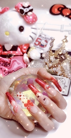 バニーガール(きらら)「❤️セルフでキティ(50th)ネイル❤️」