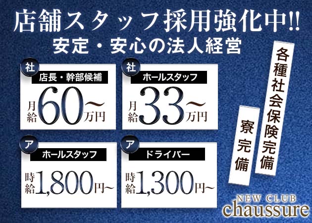 ミナミのキャバクラ求人/アルバイト情報「NEW CLUB chaussure」