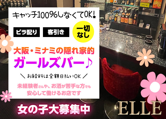 Elle Bar エルの求人 ミナミ ガールズバー ポケパラ体入