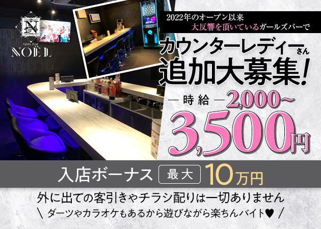 Girls Bar NOEL 職種：カウンター越し完全対面接客のカウンターレディー