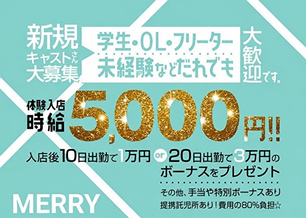 ピックアップニュース まずは体験入店でメリーの雰囲気をチェック☆