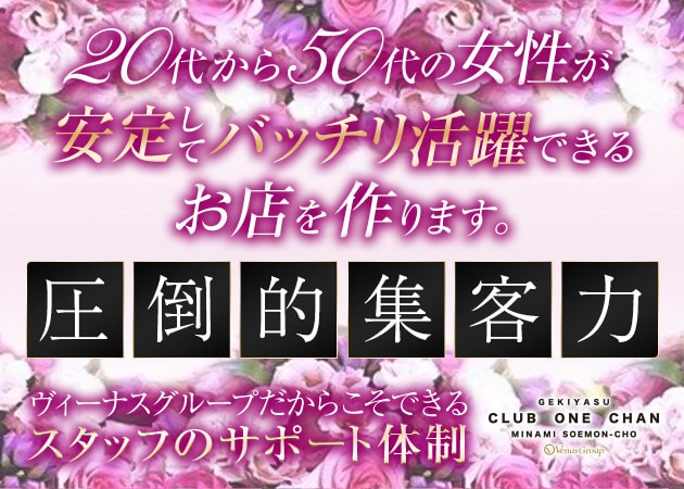 CLUB ONE CHAN ミナミ 宗右衛門 職種：フロアレディ