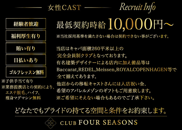 CLUB FOUR SEASONS 職種：フロアレディ