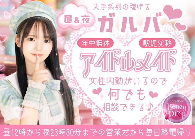 新橋ガールズバー,朝・昼ガールズバー・Cafe&Bar Honey Dropの求人