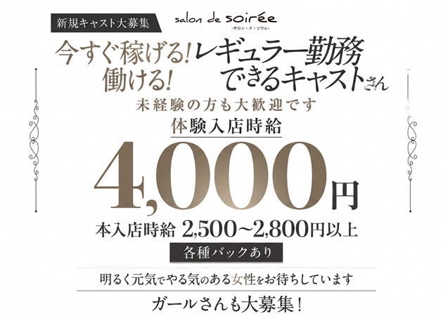 salon de soirée 職種：①フロアレディ
②ホールスタッフ(ガール)