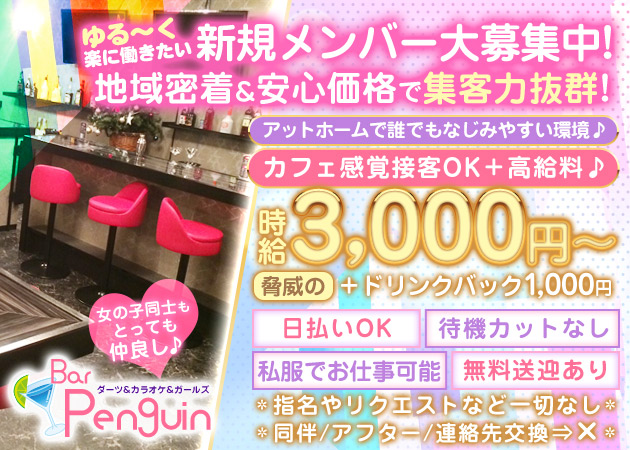 ポケパラ体入 ダーツ＆カラオケ＆ガールズ Bar Penguin - 青砥のガールズバースタッフ募集