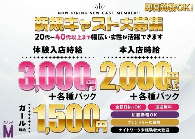 古河・東口パブ/スナック・スナック Mの求人