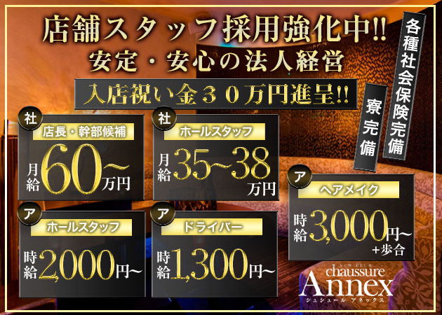 ミナミのキャバクラ求人/アルバイト情報「chaussure Annex」