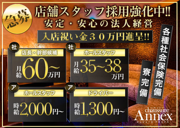 ミナミのキャバクラ求人/アルバイト情報「chaussure Annex」