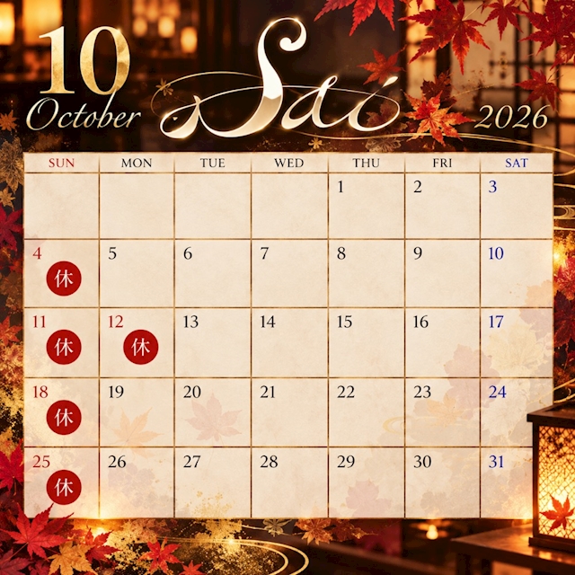 ピックアップニュース 🍁Sai 店休日のお知らせ🍁