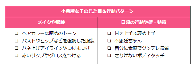 小悪魔女子の見た目行動パターン